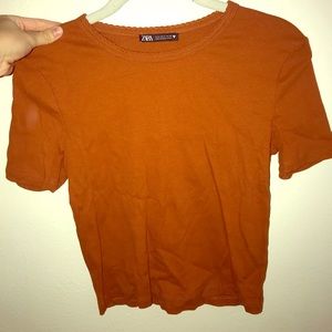 Zara Orange Cropped Tee